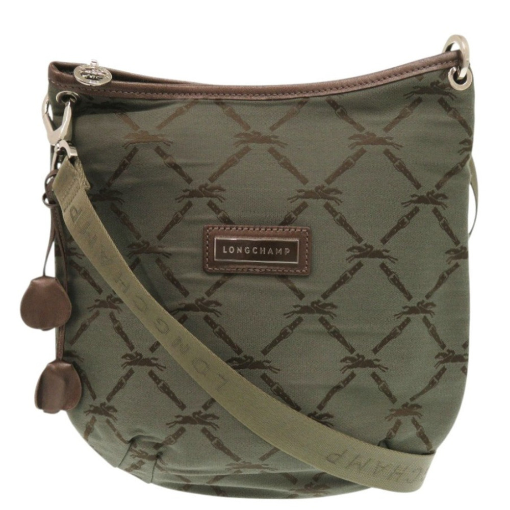 Longchamp Cotton Khaki Shoulder Bag 0011